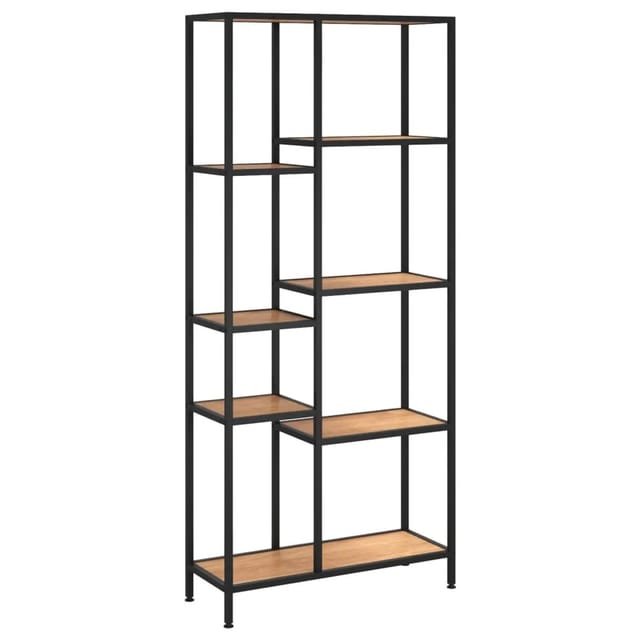 vidaXL Bücherregal 80x30x180 cm Stahl und Holzwerkstoff Hellbraun und Schwarz