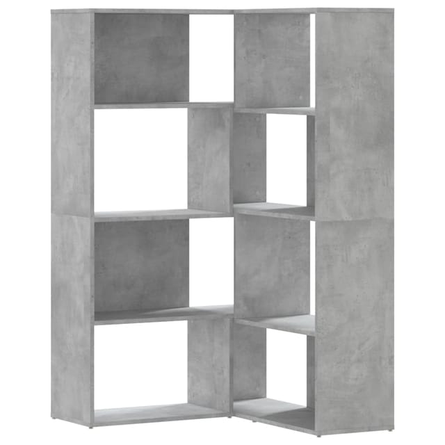 Vidaxl - Eck-bücherregal 4 Böden Betongrau 85x85x140 Cm Holzwerkstoff