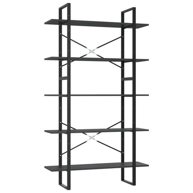 vidaXL Bücherregal 5 Fächer Grau 100x30x175 cm Holzwerkstoff