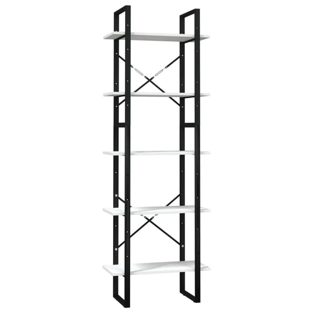vidaXL Bücherregal 5 Fächer Weiß 60x30x175 cm Massivholz Kiefer