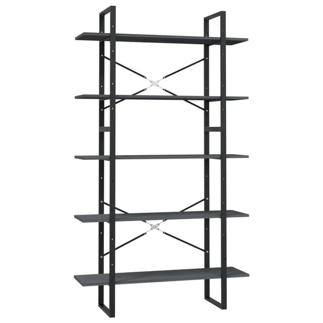 vidaXL Bücherregal 5 Fächer Grau 100x30x175 cm Massivholz Kiefer