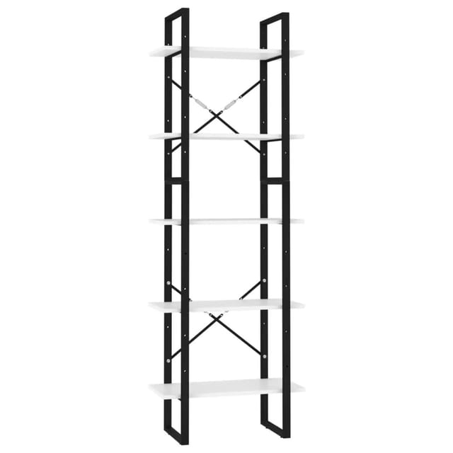 vidaXL Bücherregal 5 Fächer Weiß 60x30x175 cm Holzwerkstoff Weiß