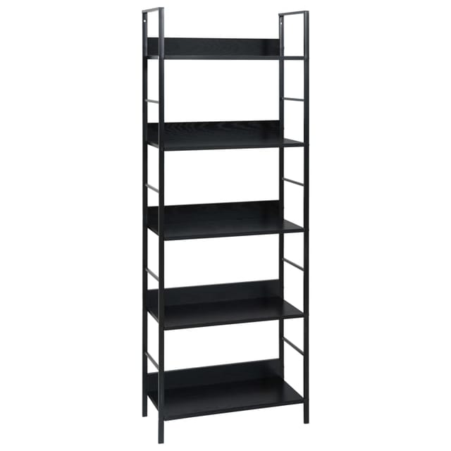 vidaXL Bücherregal 5 Regalböden Schwarz 60x27,6x158,5 cm Holzwerkstoff