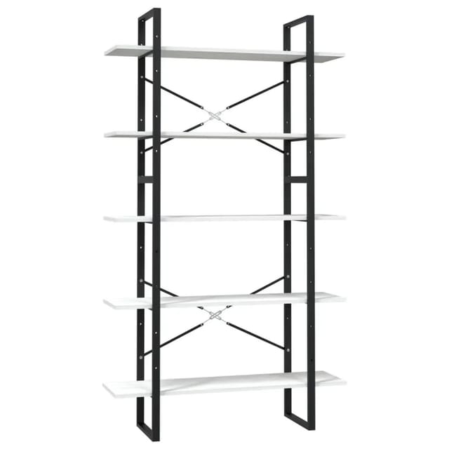 vidaXL Bücherregal 5 Fächer Weiß 100x30x175 cm Massivholz Kiefer