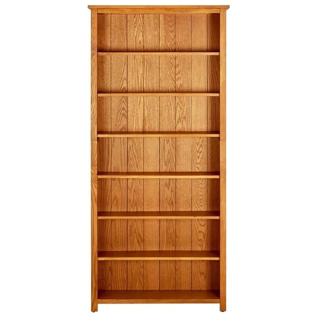 vidaXL Bücherregal 7 Fächer 90x22,5x200 cm Massivholz Eiche