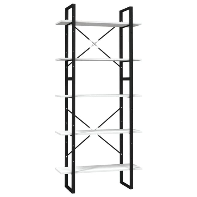 vidaXL Bücherregal 5 Fächer Weiß 80x30x175 cm Massivholz Kiefer