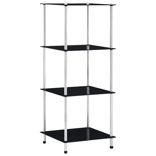 vidaXL Regal mit 4 Ablagen Schwarz 40x40x100 cm Hartglas