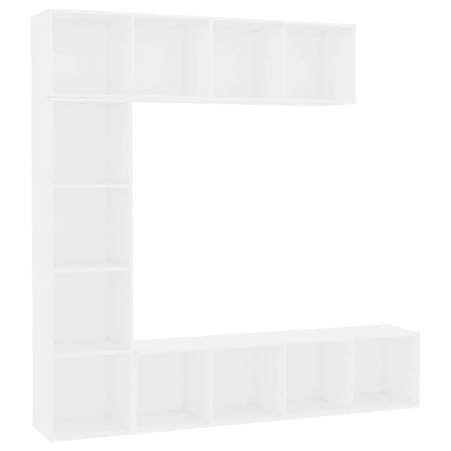vidaXL 3-tlg. Bücher-/TV-Schrank Set Weiß 180×30×180 cm
