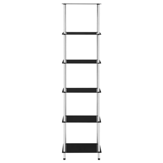 vidaXL Regal mit 6 Ablagen Schwarz 40x40x160 cm Hartglas