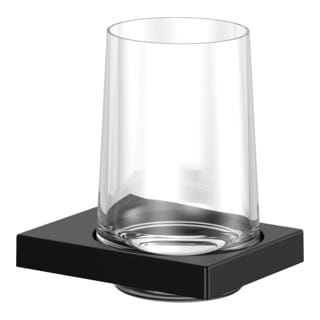 Keuco Glashalter Edition 11 Black Selection mit Echtkristallglas Schwarz-Matt