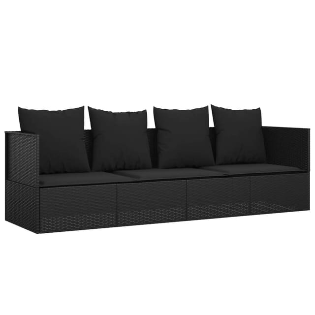 vidaXL Outdoor-Loungebett mit Kissen Schwarz Poly Rattan 319565