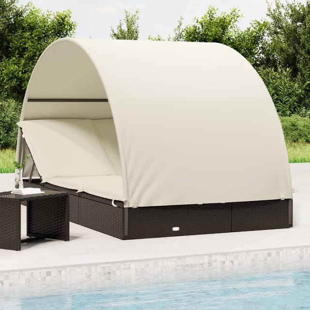 vidaXL Sonnenliege für 2 Personen 211x112x140 cm mit Runddach Schwarz