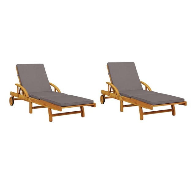 vidaXL Sonnenliegen 2 Stk. mit Auflagen 200x68x83 cm Massivholz Akazie