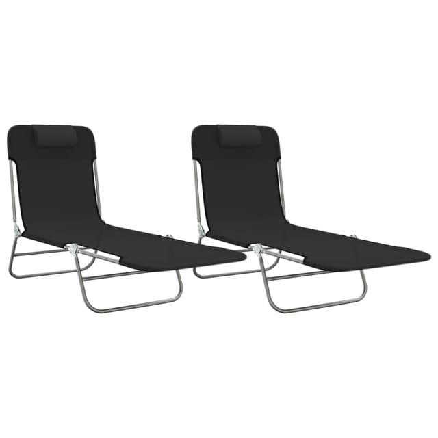 vidaXL Sonnenliegen Klappbar 2 Stk. Schwarz Textilene und Stahl
