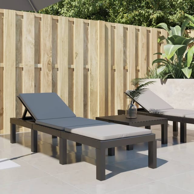 vidaXL Sonnenliege mit Kissen Anthrazit PP