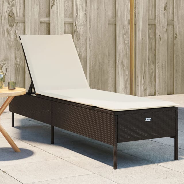 vidaXL Sonnenliege mit Auflage Braun Poly Rattan 198 x 55 x 39/50/62/75/88/97 cm