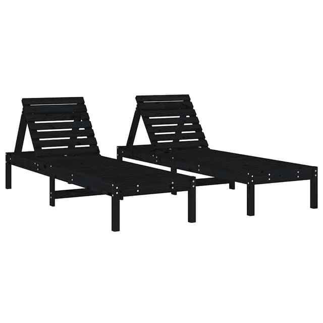 vidaXL Sonnenliegen 2 Stk. Schwarz 199,5x60x74 cm Massivholz Kiefer