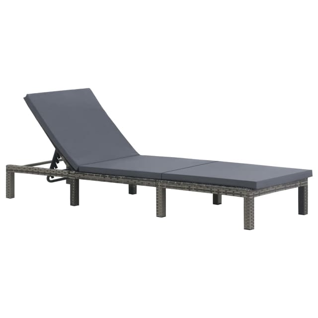 vidaXL Sonnenliege mit Auflage Poly Rattan Anthrazit Kissen-Farbe Anthrazit