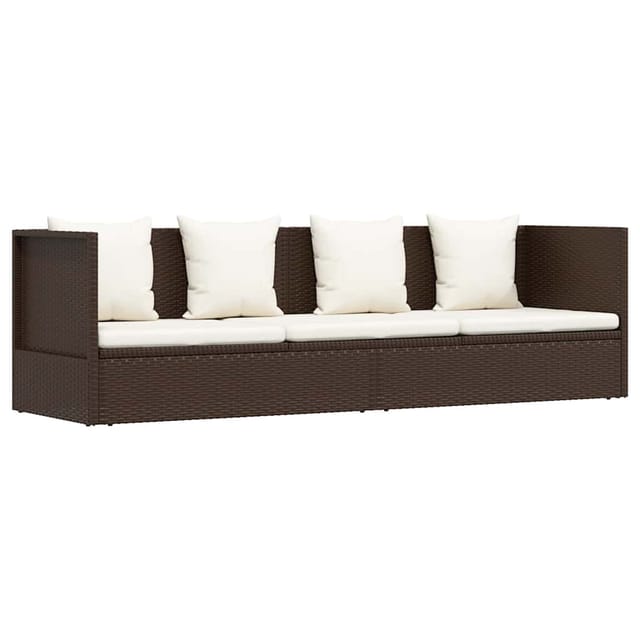 vidaXL Garten-Sofabett mit Kissen Poly Rattan Braun 49392