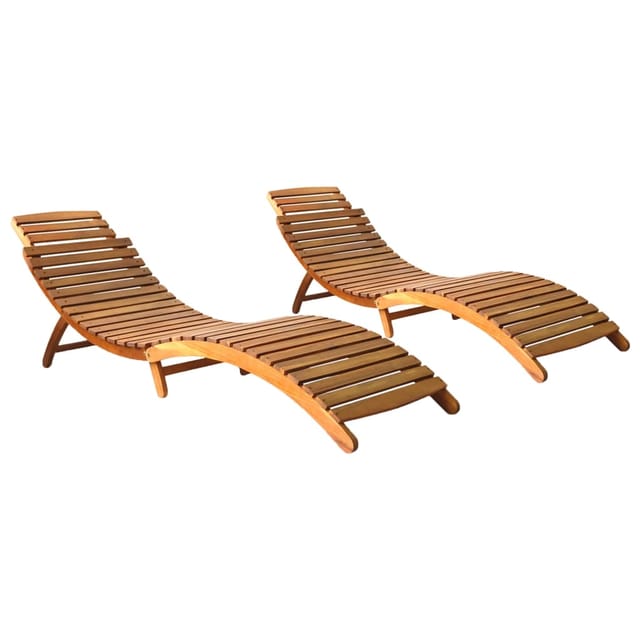 vidaXL Sonnenliegen 2 Stk. Massivholz Akazie 184 x 55 x 64 cm