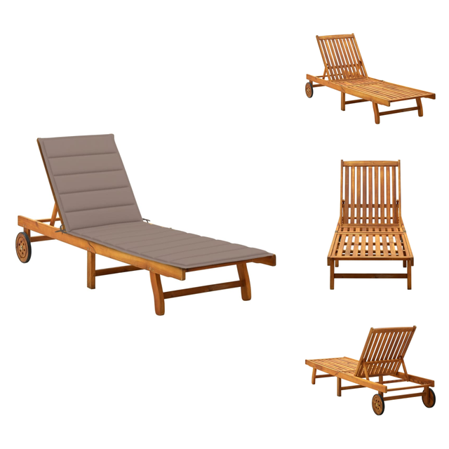 vidaXL Sonnenliege Akazie Massivholz 199 x 59/63 x 30/62/76/85 cm
