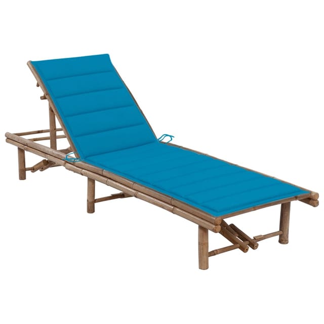 vidaXL Garten-Sonnenliege mit Auflage Bambus Blau