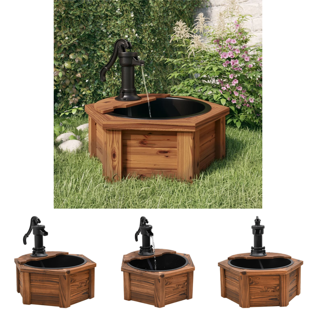 vidaXL Gartenbrunnen mit Pumpe 57x57x53 cm Massivholz Tanne