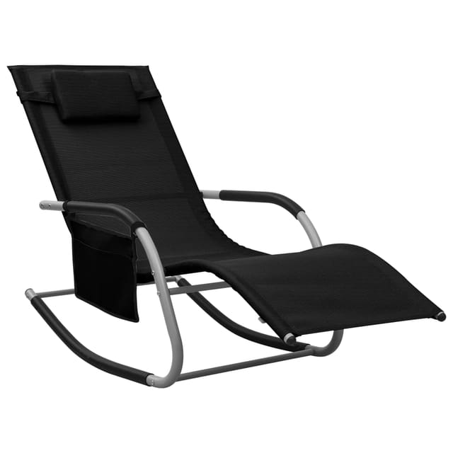 vidaXL Sonnenliege Textilene Schwarz und Grau 149 x 62 x 88 cm