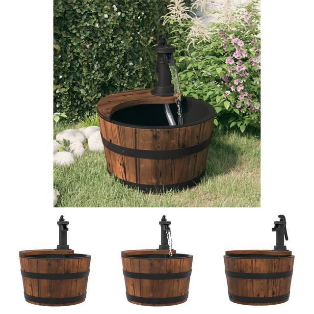 vidaXL Gartenbrunnen mit Pumpe 28x28x34,5 cm Massivholz Tanne