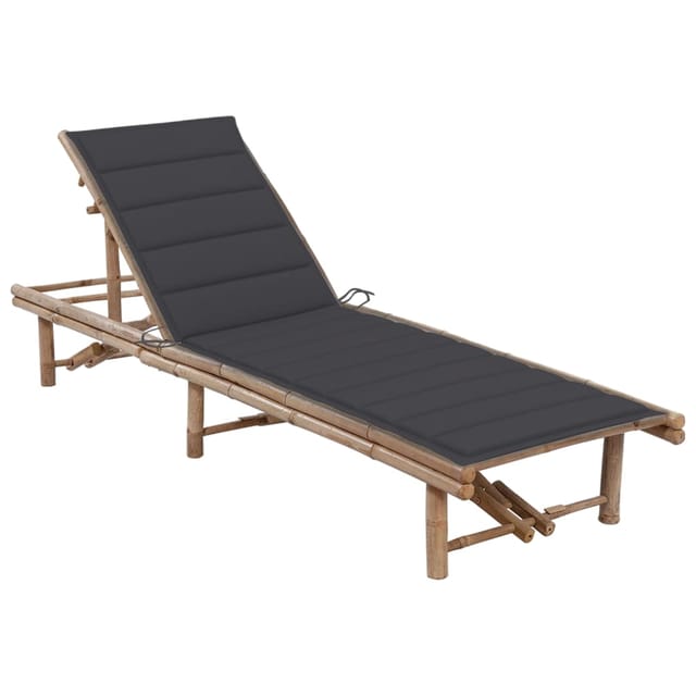 vidaXL Garten-Sonnenliege mit Auflage Bambus Anthrazit