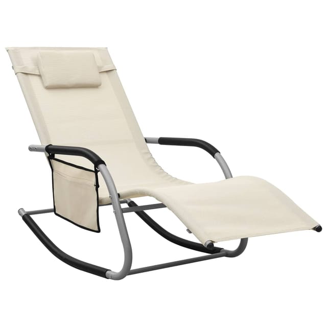 vidaXL Sonnenliege Textilene Creme und Grau 149 x 62 x 88 cm