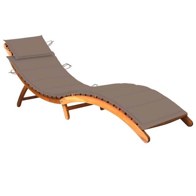 vidaXL Sonnenliege Taupe mit Auflage Akazie Massivholz