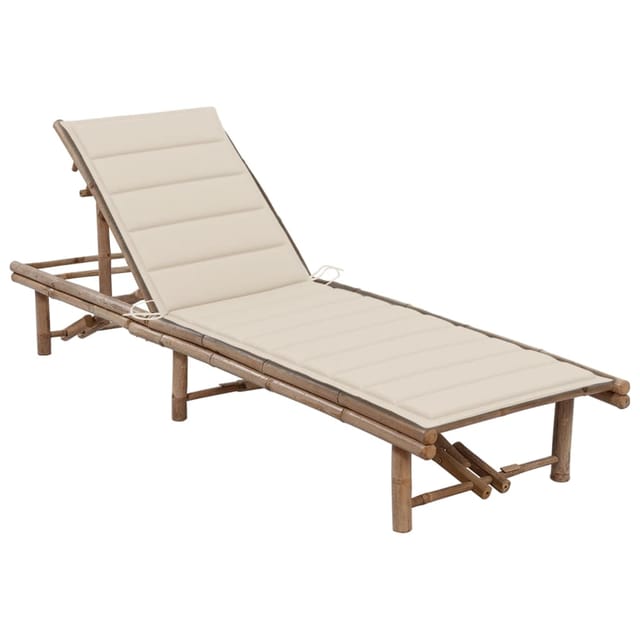 vidaXL Garten-Sonnenliege mit Auflage Bambus Beige