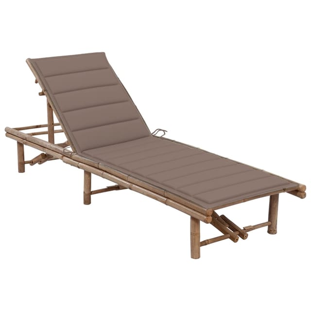 vidaXL Garten-Sonnenliege mit Auflage Bambus Taupe
