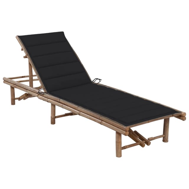 vidaXL Garten-Sonnenliege mit Auflage Bambus Schwarz