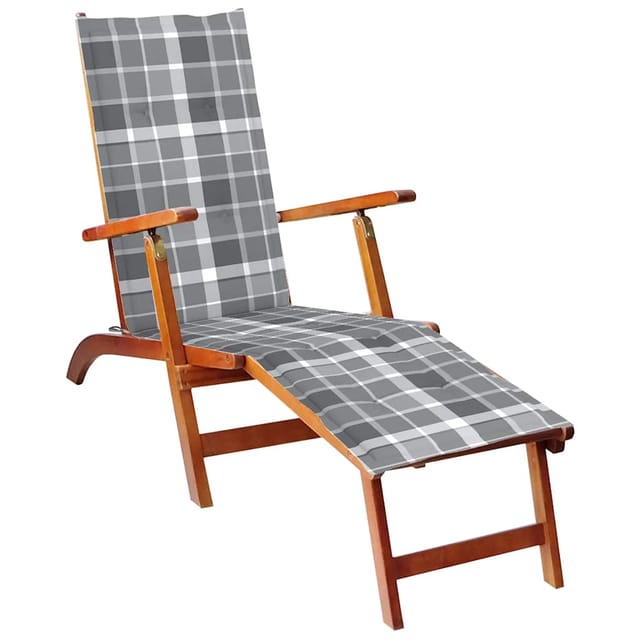 vidaXL Liegestuhl 167 x 56 x 75 cm mit Fußstütze und Auflage Akazie Massivholz