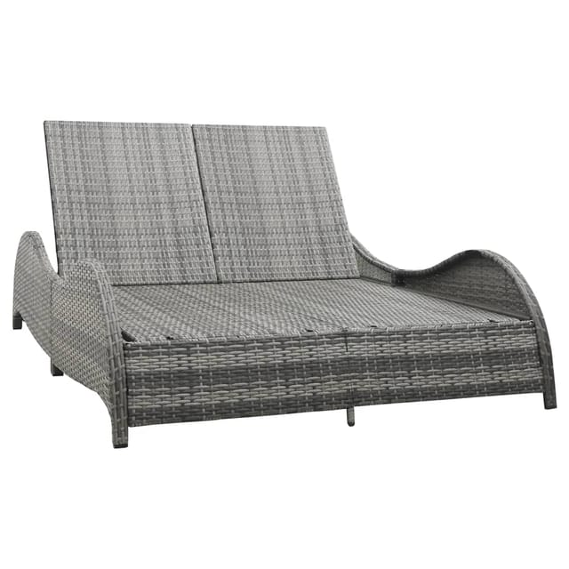 Vidaxl - Doppel-sonnenliege Mit Auflage Poly Rattan Anthrazit