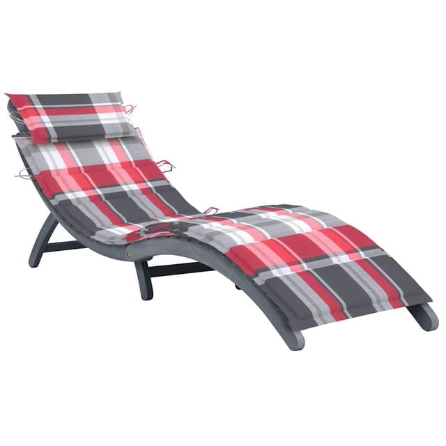 vidaXL Sonnenliege mit Auflage Grau 190 x 60 x 51 cm Massivholz Akazie