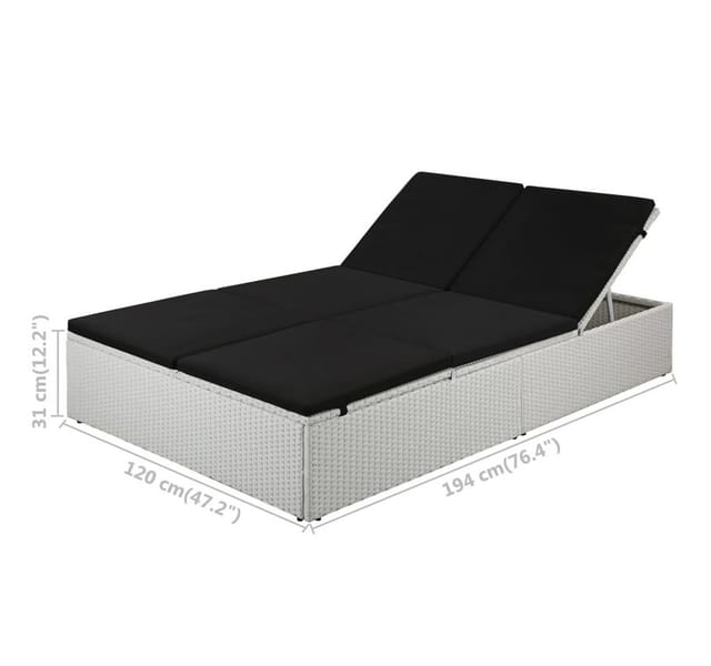 vidaXL Sonnenliege mit Auflage Poly Rattan Schwarz