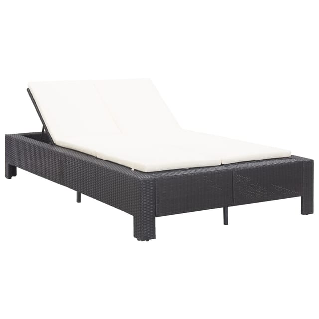 vidaXL 2-Personen-Sonnenliege mit Auflage Schwarz Poly Rattan Modell 1