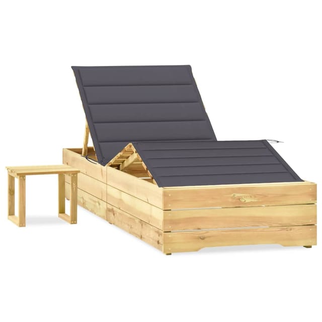 vidaXL Garten-Sonnenliege Anthrazit mit Tisch und Auflage Kiefer Imprägniert