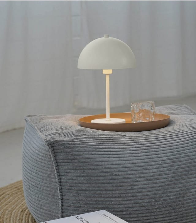 mokebo LED Tischlampe Kabellos Akku Tischleuchte Dimmbar und Aufladbar Der Leuchtturm in Beige