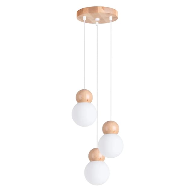 Sollux Lighting Hängeleuchte Pekka 3P Weiß/Naturfarbenes Holz