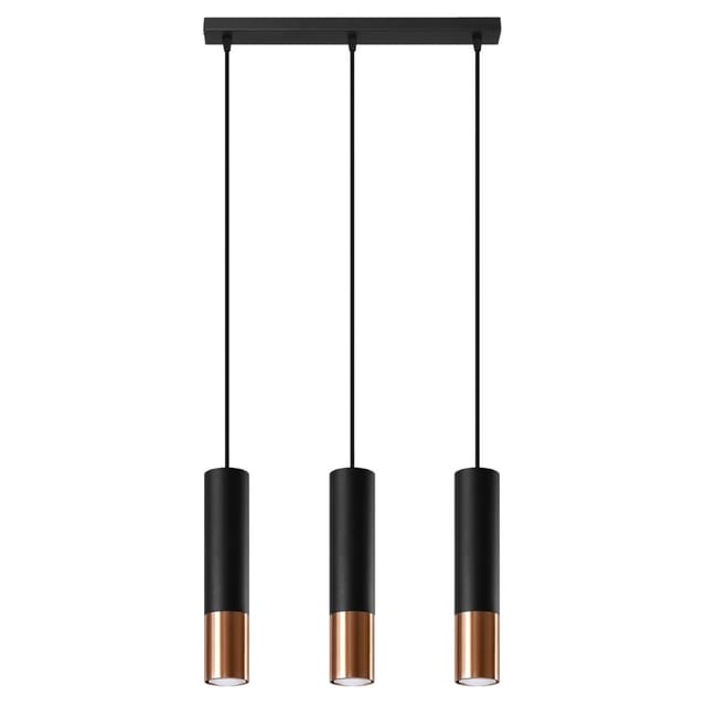 Sollux Lighting Hängeleuchte Loopez 3L Schwarz Kupfer