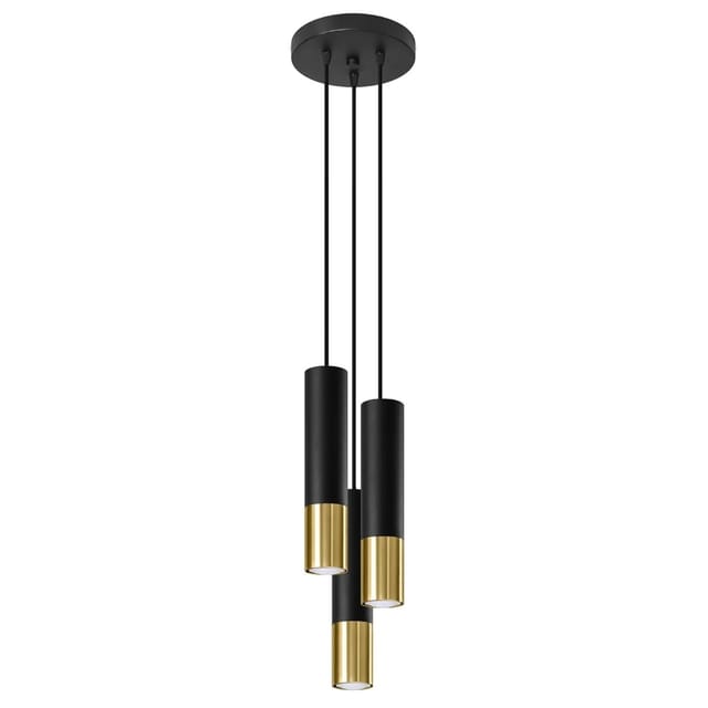Sollux Lighting Hängeleuchte Loopez 3P Schwarz Gold