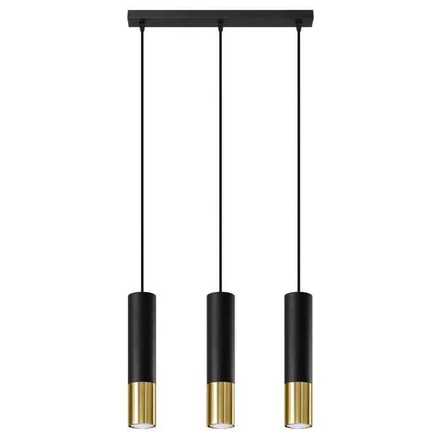 Sollux Lighting Hängeleuchte Loopez 3L Schwarz Gold