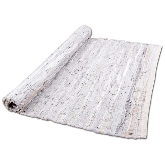 Bestlivings Flickenteppiche Leder 50 x 80 cm Weiß