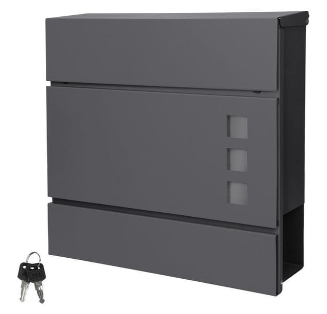 ECD Germany Briefkasten mit Zeitungsfach 37x10,5x36,5 cm in Anthrazit aus Stahl