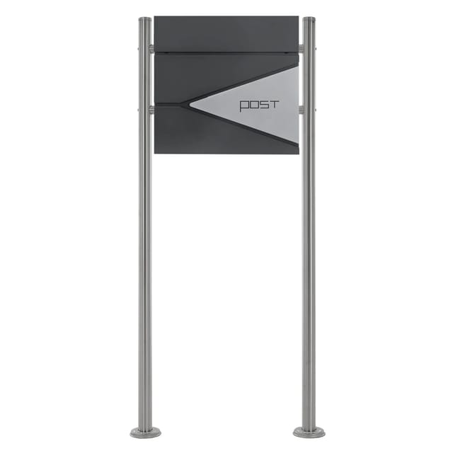 ML-Design Standbriefkasten mit Zeitungsfach Pfosten 120 cm Anthrazit-Silber