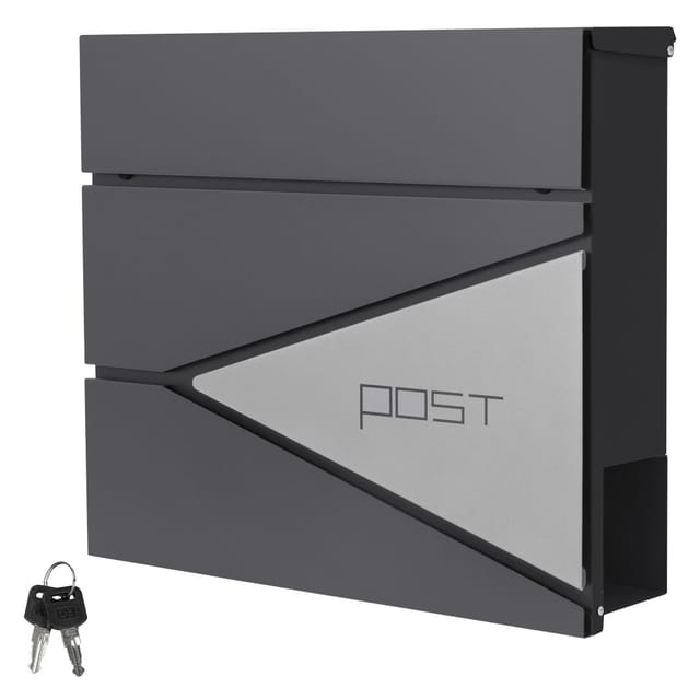 ML-Design Briefkasten Anthrazit/Silber 37x37 cm mit Zeitungsfach Abschließbar